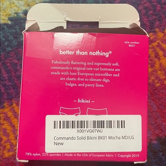 NIB COMMANDO Classic Collection Mocha Nude Bikini sz M/L - Picture 2 of 2